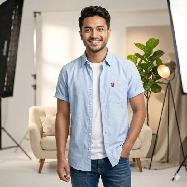 Men’s Casual Short Sleeve Shirt (Off White)