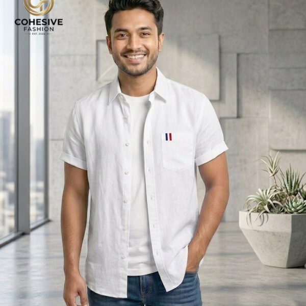 Short Sleeve Shirt 100% Ramie Cotton Fabric.