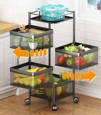 4 Layer Square Shape Kitchen Rack